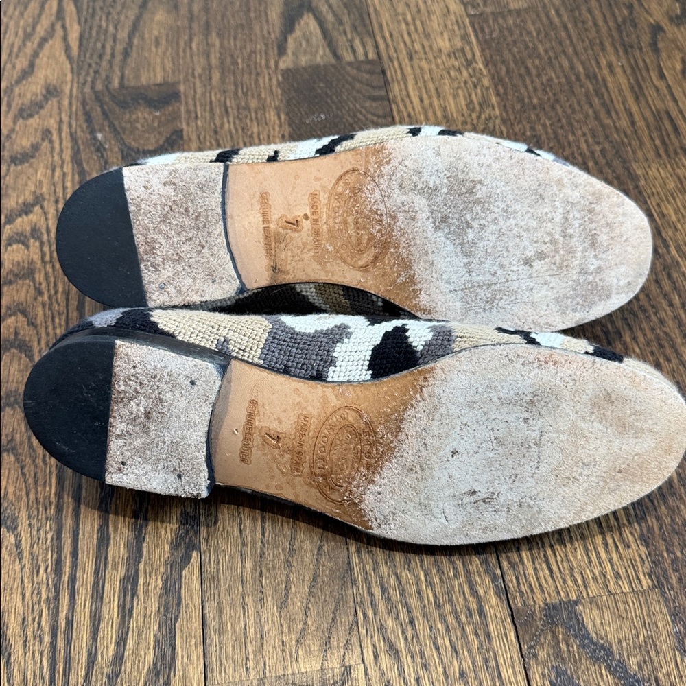 Stubs & Wootton Camo grey and tan Needlepoint Slipper neutral with black - Picture 6 of 7